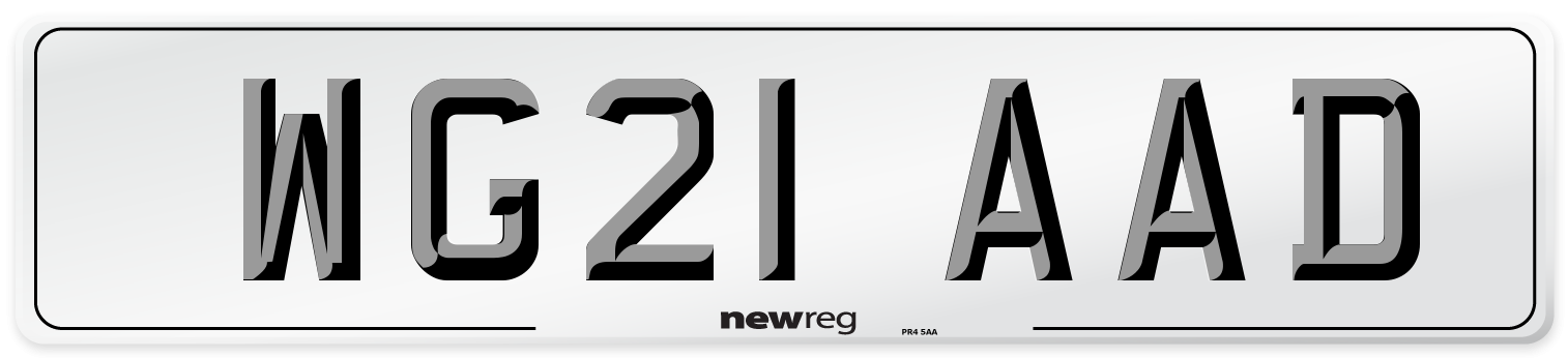 WG21 AAD Number Plate from New Reg